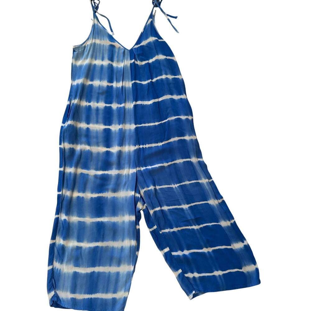 SUCREFAS | Tie Dye Jumpsuit Beach Coverup | M | Blue